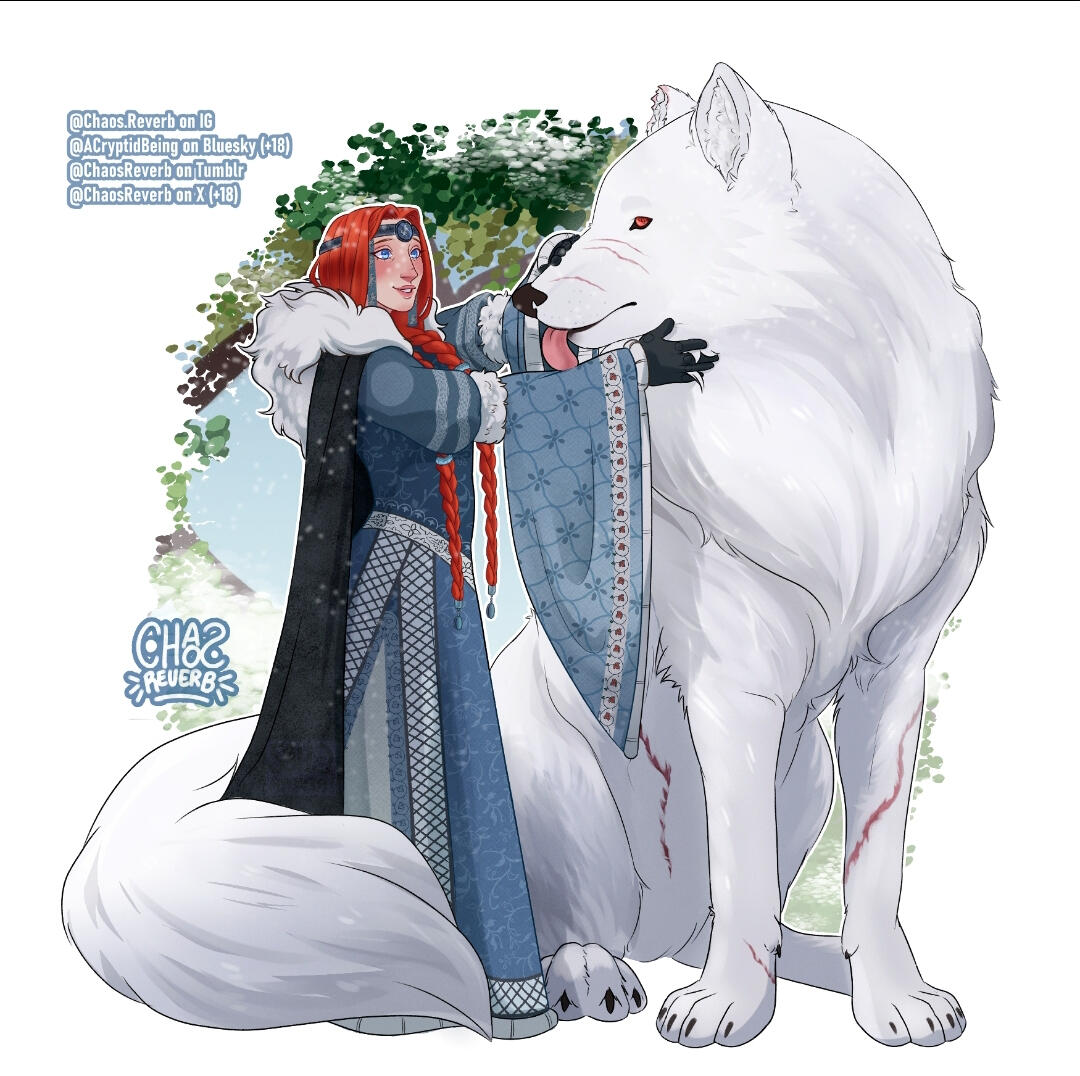 Sansa and Ghost for Sansa's Week 2025 commission